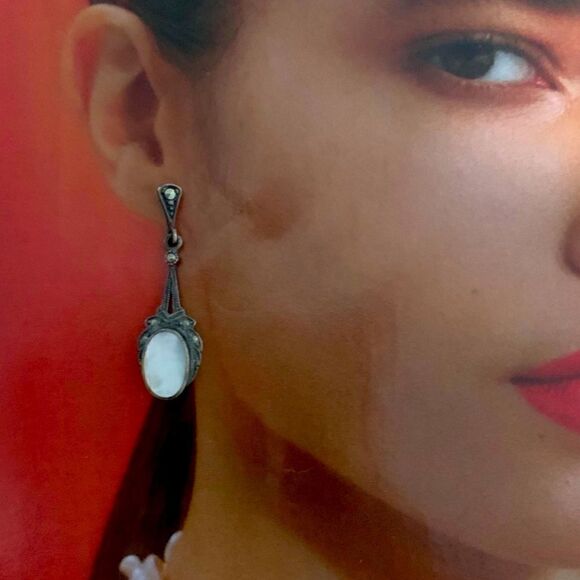 Antique Style Sterling Silver Drop Earrings - Picture 1 of 4